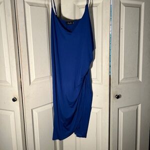 Amzplus Blue Dress Ruched at the Hip Size 4XL